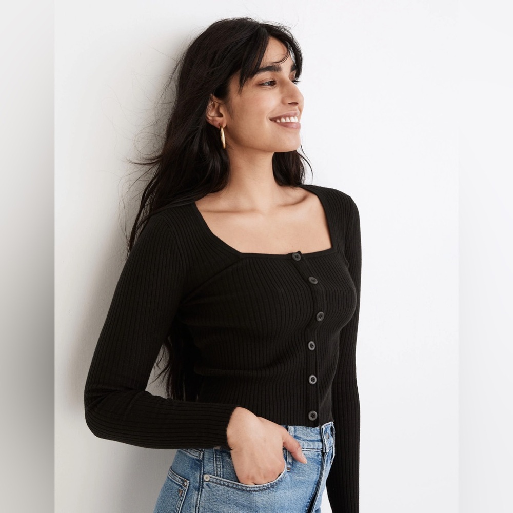 Rosseau Square-Neck Crop Cardigan Top